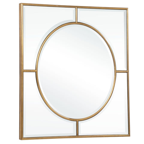 Traditional Geometric Accent Mirror with Gold Leaf Finish for Living Room