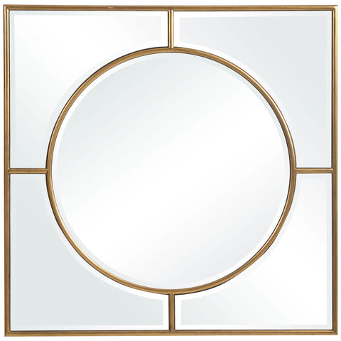 Traditional Geometric Accent Mirror with Gold Leaf Finish for Living Room