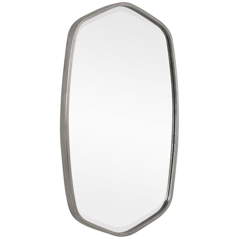 Contemporary Asymmetrical Silver Leaf Accent Wall Mirror