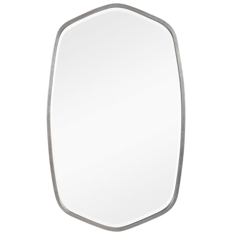 Contemporary Asymmetrical Silver Leaf Accent Wall Mirror