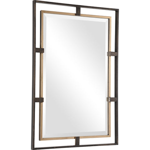 Contemporary Geometric Antique Accent Mirror for Entryway