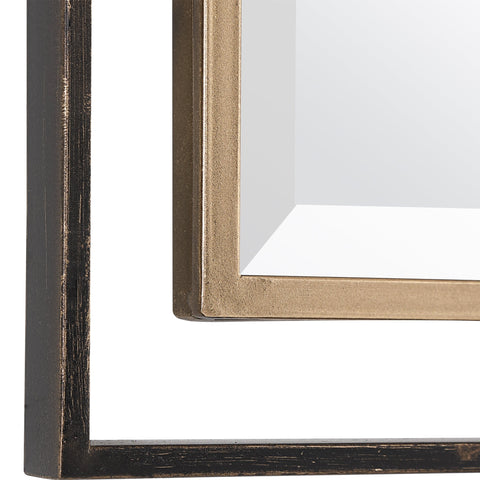 Contemporary Geometric Antique Accent Mirror for Entryway