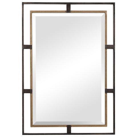 Contemporary Geometric Antique Accent Mirror for Entryway