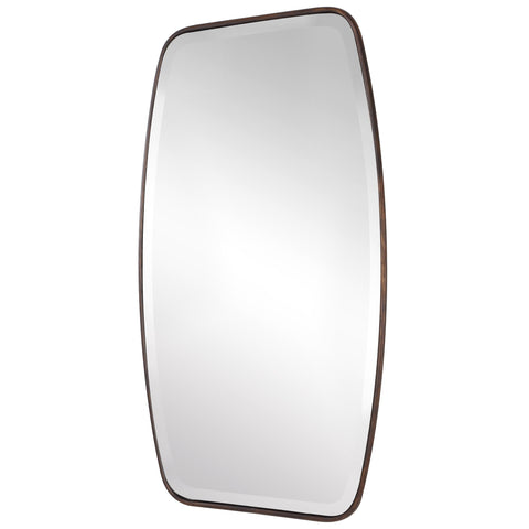 Contemporary Floating Rectangle Mirror with Distressed Bronze Frame