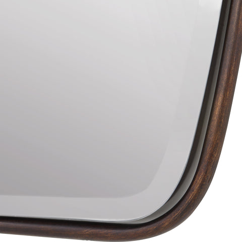 Contemporary Floating Rectangle Mirror with Distressed Bronze Frame