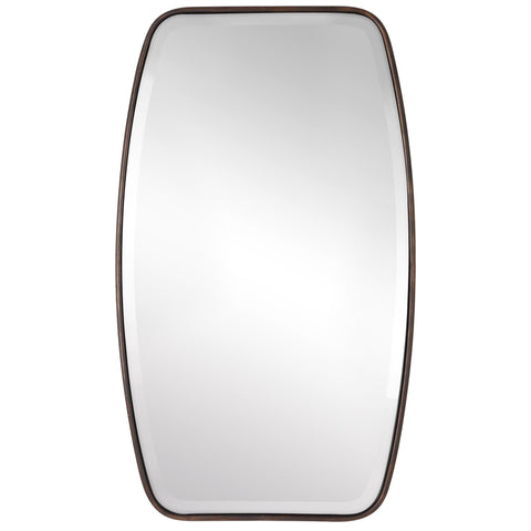 Contemporary Floating Rectangle Mirror with Distressed Bronze Frame