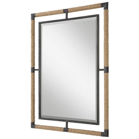 Contemporary Rustic Framed Accent Mirror for Entryway Wall