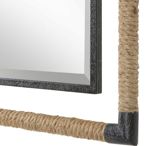 Contemporary Rustic Framed Accent Mirror for Entryway Wall
