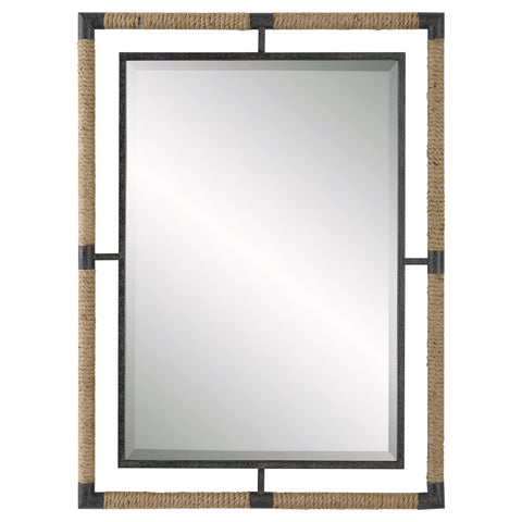 Contemporary Rustic Framed Accent Mirror for Entryway Wall