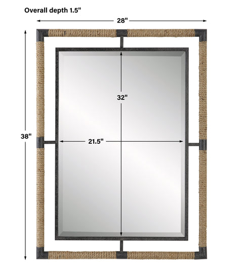 Contemporary Rustic Framed Accent Mirror for Entryway Wall