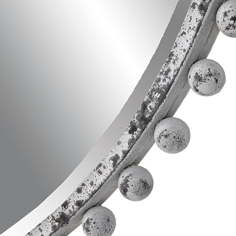 Traditional Distressed Ornate Round Accent Wall Mirror