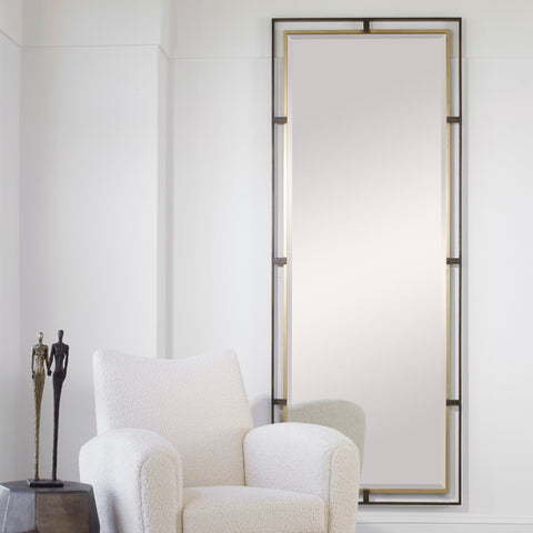 Contemporary Geometric Framed Wall Mirror for Entryway