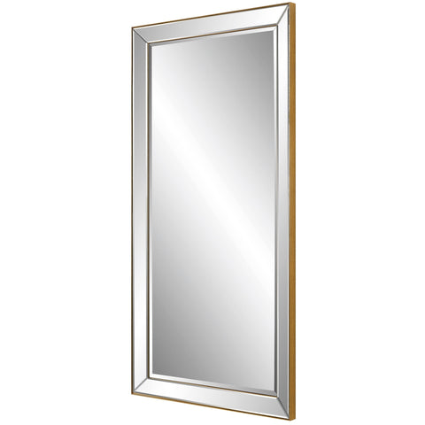 Contemporary Gold Leaf Framed Accent Wall Mirror for Entryway