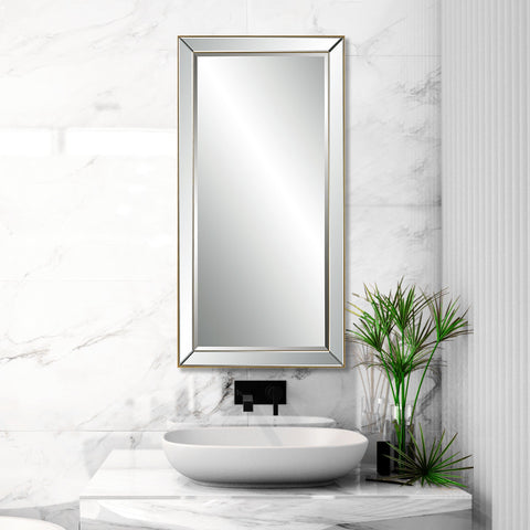 Contemporary Gold Leaf Framed Accent Wall Mirror for Entryway