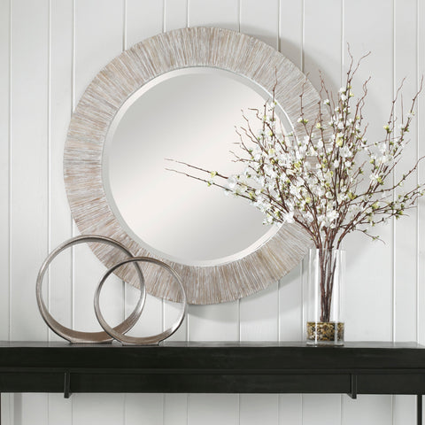 Organic Scandinavian Round Accent Mirror for Entryway