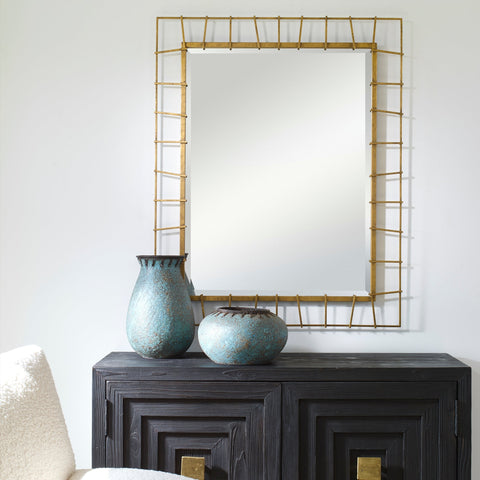 Contemporary Gold Leaf Framed Accent Wall Mirror