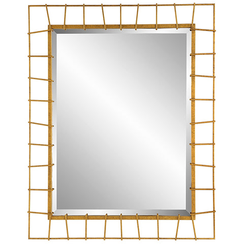 Contemporary Gold Leaf Framed Accent Wall Mirror