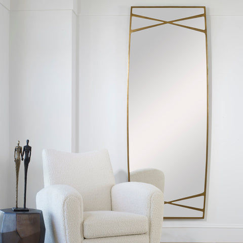 Contemporary Gold Leaf Framed Accent Wall Mirror for Living Room