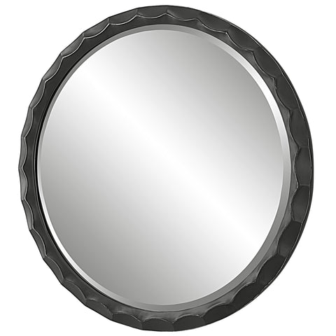 Contemporary Distressed Round Accent Mirror for Bathroom Wall