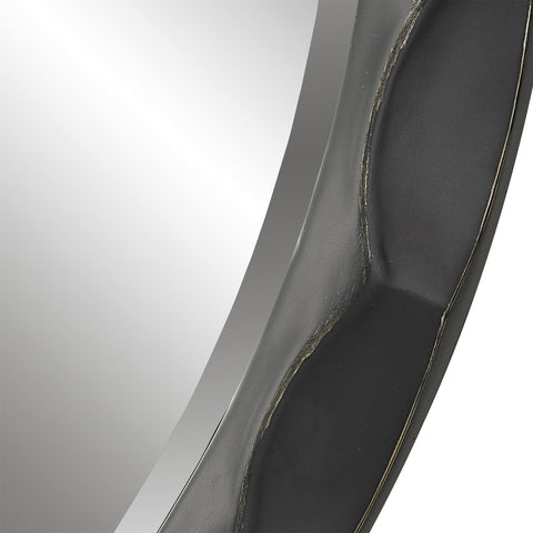 Contemporary Distressed Round Accent Mirror for Bathroom Wall