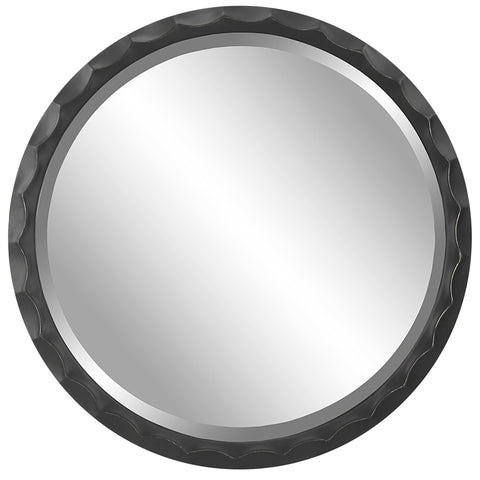 Contemporary Distressed Round Accent Mirror for Bathroom Wall