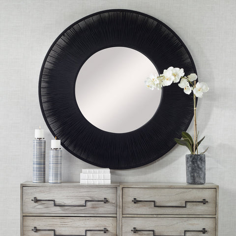 Bohemian Round Accent Mirror for Contemporary Entryway