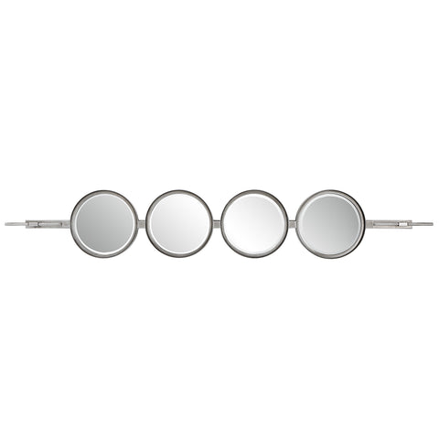 Contemporary Round Silver Leaf Accent Wall Mirror Set