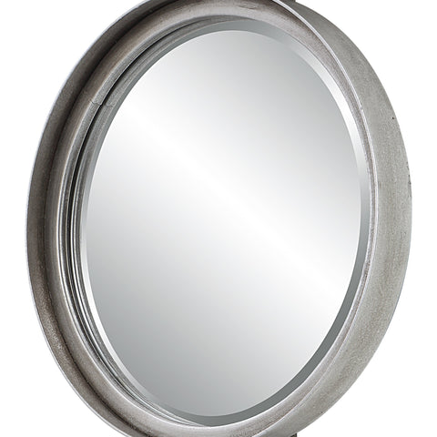 Contemporary Round Silver Leaf Accent Wall Mirror Set