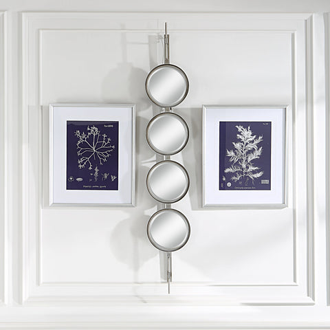 Contemporary Round Silver Leaf Accent Wall Mirror Set