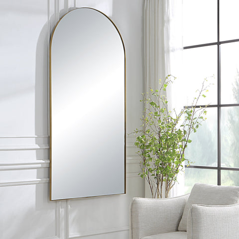 Contemporary Arch Accent Mirror with Antique Bronze Finish for Entryway