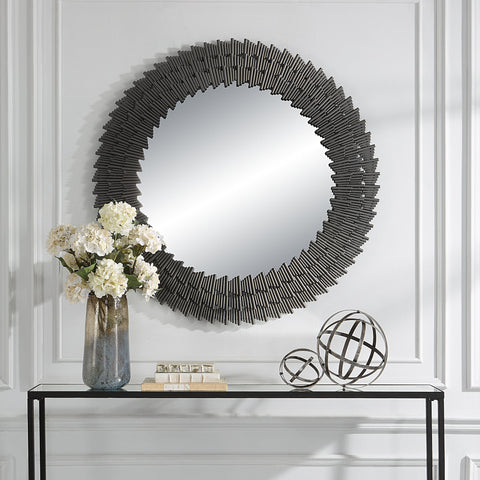 Contemporary Handcrafted Round Accent Mirror for Entryway