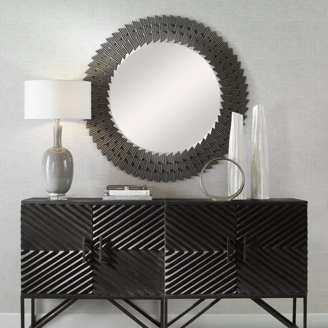 Contemporary Handcrafted Round Accent Mirror for Entryway