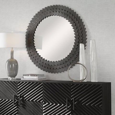 Contemporary Handcrafted Round Accent Mirror for Entryway