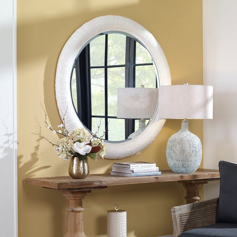 Contemporary Organic Round Accent Mirror for Entryway