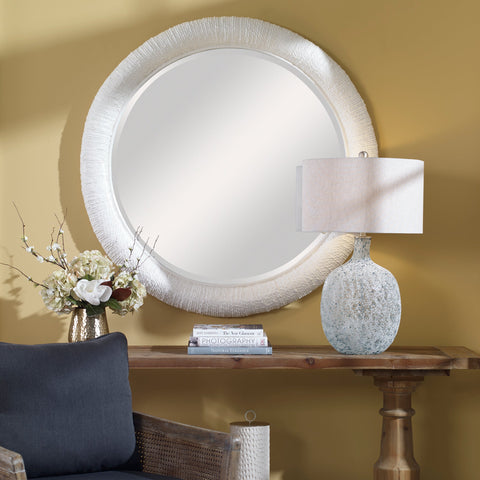 Contemporary Organic Round Accent Mirror for Entryway