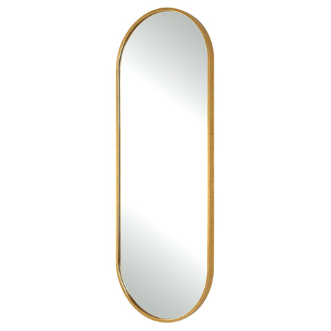 Contemporary Oval Accent Mirror with Gold Leaf Finish for Living Room
