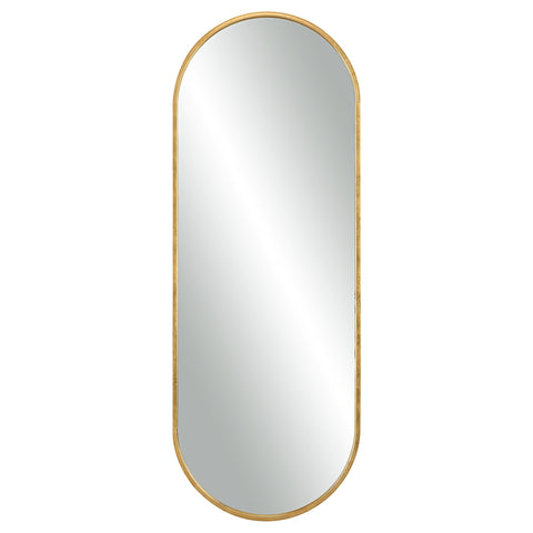 Contemporary Oval Accent Mirror with Gold Leaf Finish for Living Room