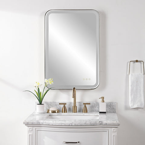 Contemporary Framed Vanity Mirror with Lighting for Bathrooms