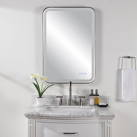 Contemporary Framed Vanity Mirror with Lighting for Bathrooms