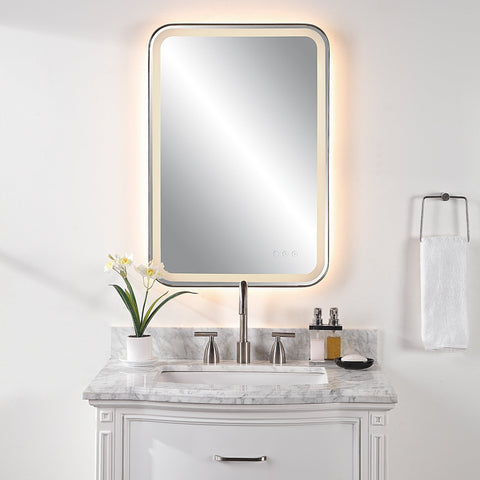 Contemporary Framed Vanity Mirror with Lighting for Bathrooms