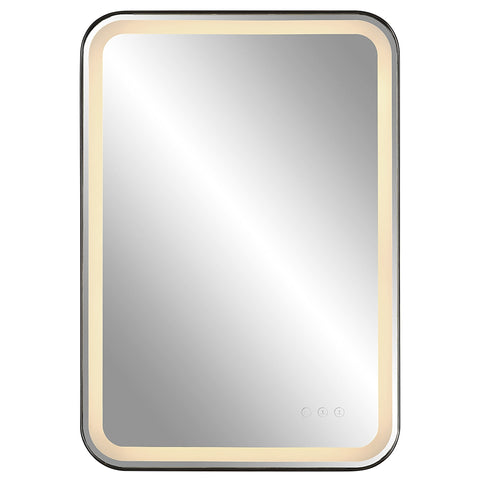 Contemporary Framed Vanity Mirror with Lighting for Bathrooms