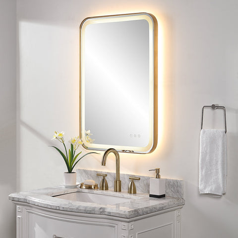 Contemporary Floating Vanity Mirror with Lighting for Bathroom