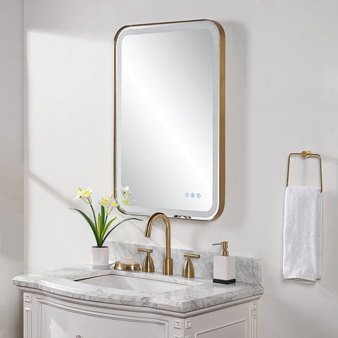 Contemporary Floating Vanity Mirror with Lighting for Bathroom