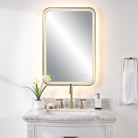 Contemporary Floating Vanity Mirror with Lighting for Bathroom
