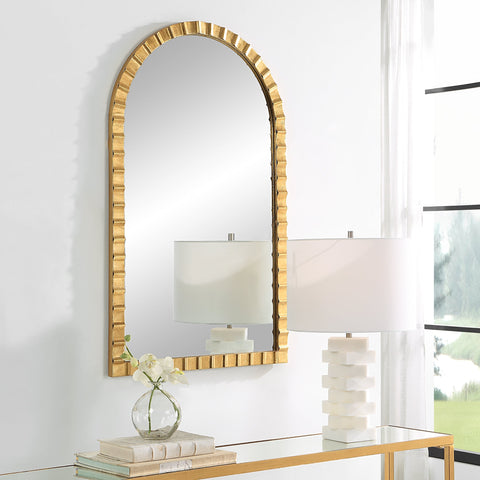 Contemporary Arch Accent Mirror with Gold Leaf Framed Design