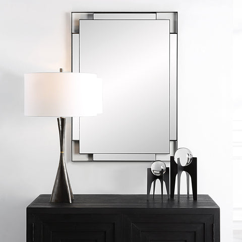 Contemporary Floating Geometric Wall Mirror for Entryway