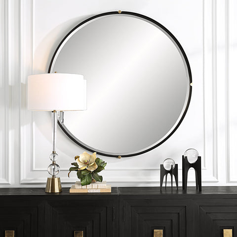 Contemporary Floating Round Wall Mirror for Entryway