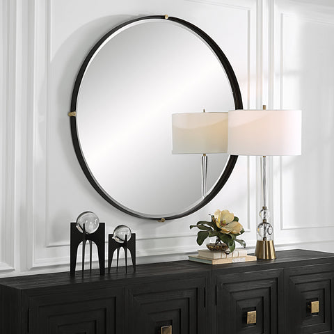 Contemporary Floating Round Wall Mirror for Entryway