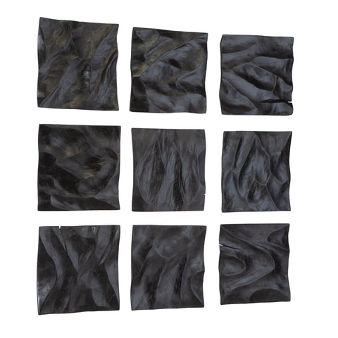 Uttermost Malosi Black Modern Organic Handcrafted Matte Wall Sculpture - Set of 9