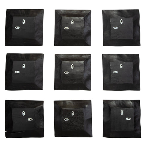 Uttermost Malosi Black Modern Organic Handcrafted Matte Wall Sculpture - Set of 9